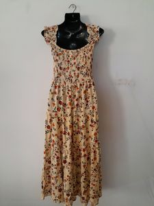 Nude Printed Long Dress (Women's)