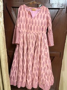 Pink Printed Flared Kurta pant set