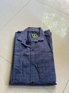 Men's Grey Checkered Long Sleeve Shirt