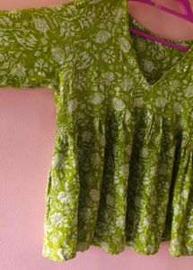 Green Floral Print Kurta