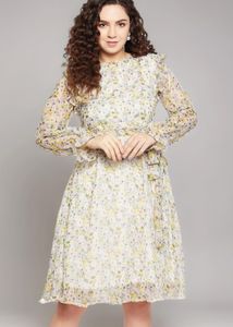 SEREIN Floral Knee Length Dress | Size XS