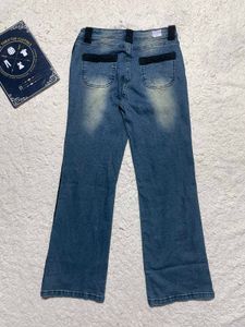 Stylish Blue Jeans with Black Side Stripe