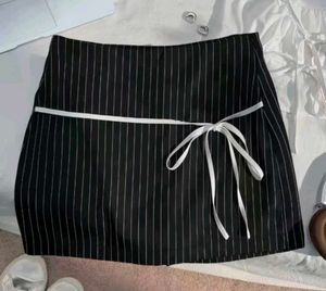 Pinstripe Wrap Mini Skirt