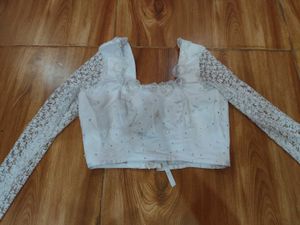 White Lace Sleeve Blouse