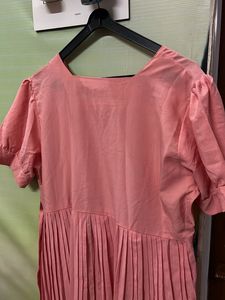 Pink Pleated Midi Dress