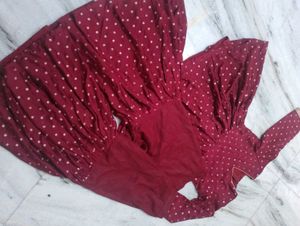 maroon sharara and kurta