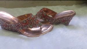 Sparkling Rose Gold Embellished Sandals