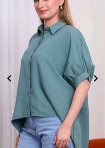 Shein Green Button-Down Shirt