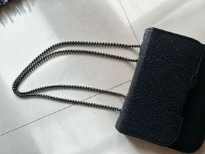 Black Lace Detail Crossbody Bag
