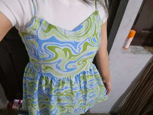 Swirl Print Spaghetti Strap Mini Dress