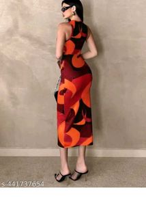 Vibrant Abstract Print Sleeveless Maxi Dress