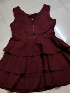 Maroon Tiered Fit & Flare Dress