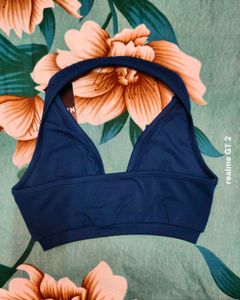 Shein Plunging Halter Neck Panelled Micro Crop Top