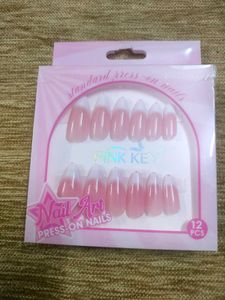 Pink Key French Tip Press-On Nails