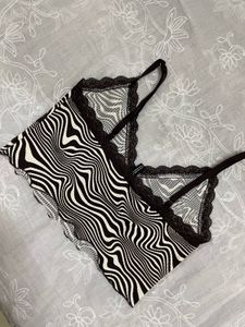 Zebra Print Lace Trim Cami Top