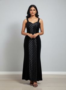 Black⚫Elegant Velvet Dress For 36 Bust