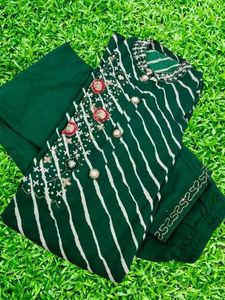 Elegant Green Kurta Set with handwork