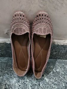 Stylish Rose Gold Embellished Flats