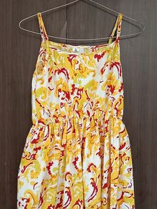 Yellow Floral Spaghetti Strap Dress