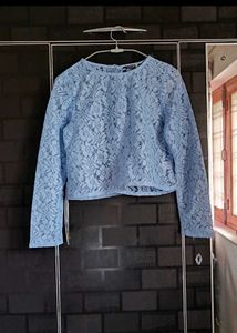 Light Blue Lace Crop Top