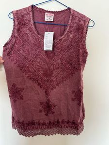 Boho Embroidered Sleeveless Top/kurti