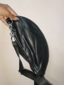 Stylish Black Faux Leather Fanny Pack