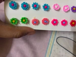 11 Pairs of Cute Flower Stud Earrings Set