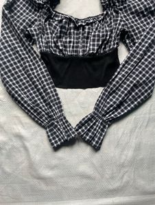 Zara Black and White Gingham Top