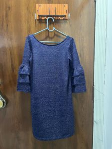Sparkly Blue Bell Sleeve Dress