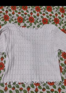 Cute White Crochet Tie-Up Top