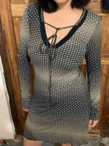Chic Patterned Long Sleeve Dress
