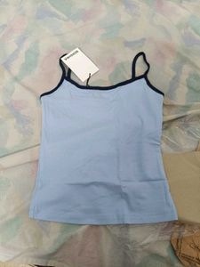 Cute Baby Blue Spaghetti Strap Crop Top
