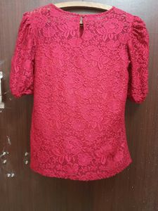boho floral lace embroidery maroon top party