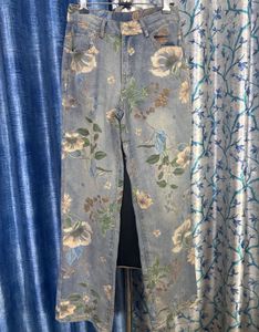 Floral Print Denim Jeans
