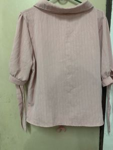 Chic Pink Striped Button-Up Blouse