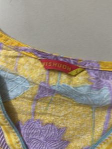 Yellow Lotus Print Kurta Set