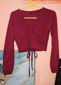 Chic Ruched Long Sleeve Crop Top
