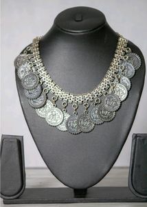Handmade Tribal Oxidised Coin Necklace