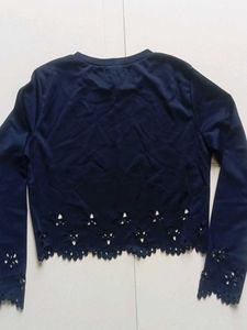 Navy Blue Cutout Crop Top