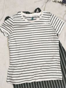 Striped Dungree Dress With Tee