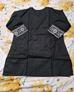Stylish Black Embroidered short kurti