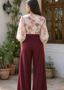 Chic Floral Print Sheer Kimono Jumpsuit