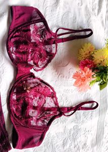 Burgundy Lace Bra and Panty Set