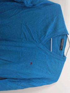 women Blue V-Neck Sweater
