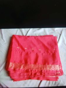 Beautiful Pink Saree with Golden Border