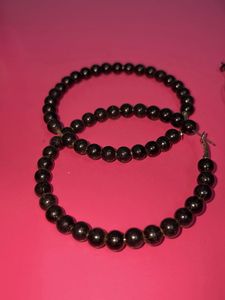 Chic Black Beaded Hoop Earrings Set