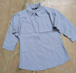 Bebo Blue Poly Cotton Button-Up Shirt