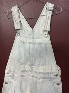Distressed Denim Overalls Dress