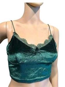 83209. Velvet Lace Trim Crop Top