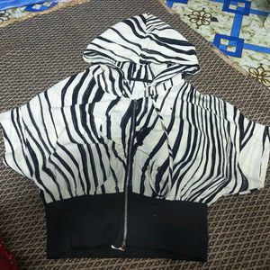 Zebra Print Hooded Jacket